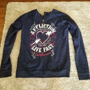 Affliction zip up hoody reversible XL